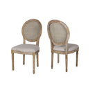 Elegant Dining Chair Set With Cane And Fabric Upholstery