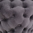 Modern Glam Ottoman With Velvet Upholstery And Button Tufted Design