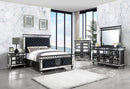 Varian II - Nightstand - Black Velvet & Black & Sliver Finish - Atlantic Fine Furniture Inc