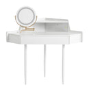 Modern Corner Makeup Vanity Desk With Large Storage, LED Mirror & Stool, Adjustable Brightness, Space Saving - White