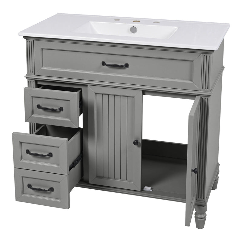 Bathroom Vanity With Sink, Freestanding Cabinet & Drawers