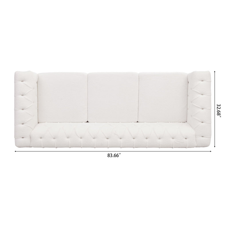 Traditional Square Arm Removable Cushion 3 Seater Sofa