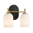 Vortex - 2 Lights Vanity In Traditional Style For Over Bathroom Mirror Wall Sconce - Black / Gold / White