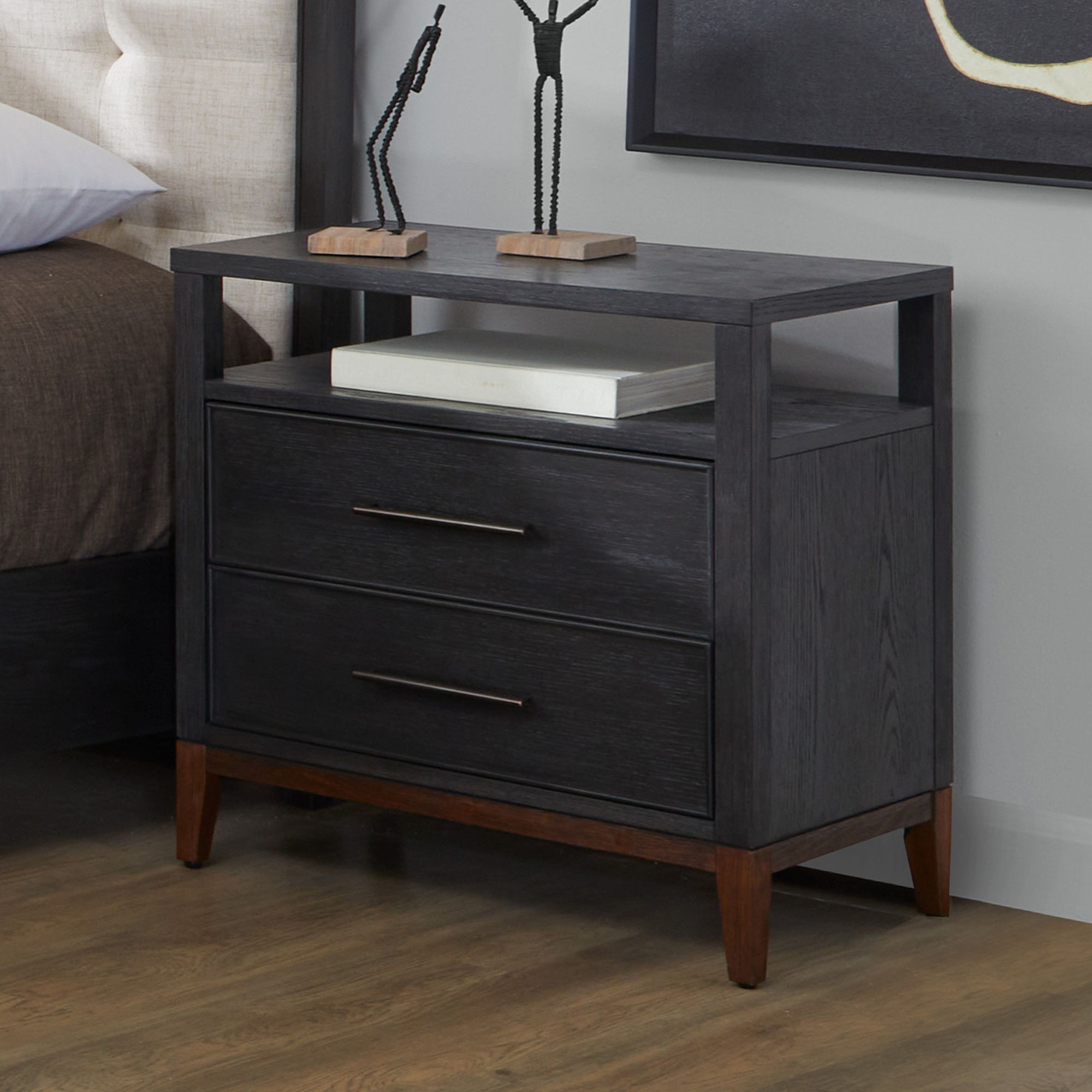 Waterfall - Nightstand - Black