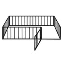Twin Size Metal Floor Bed Frame with Fence and Door, Black