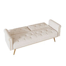 Luxurious Velvet Sofa Bed With Nail Head Trim And Matching Pillow