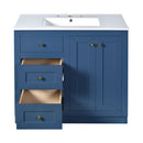Bathroom Vanity With Ceramic Sink, Bathroom Storage Cabinet With 2 Drawers & Shelf, Freestanding Bathroom Cabinet - Blue