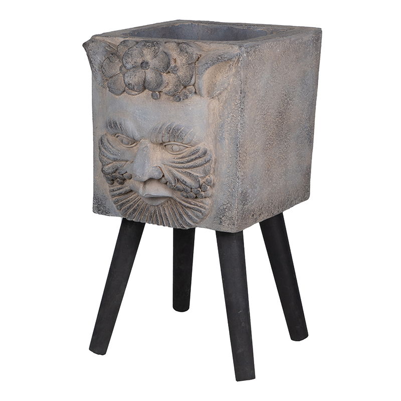 Greek God Statue Planter With Legs - Gray