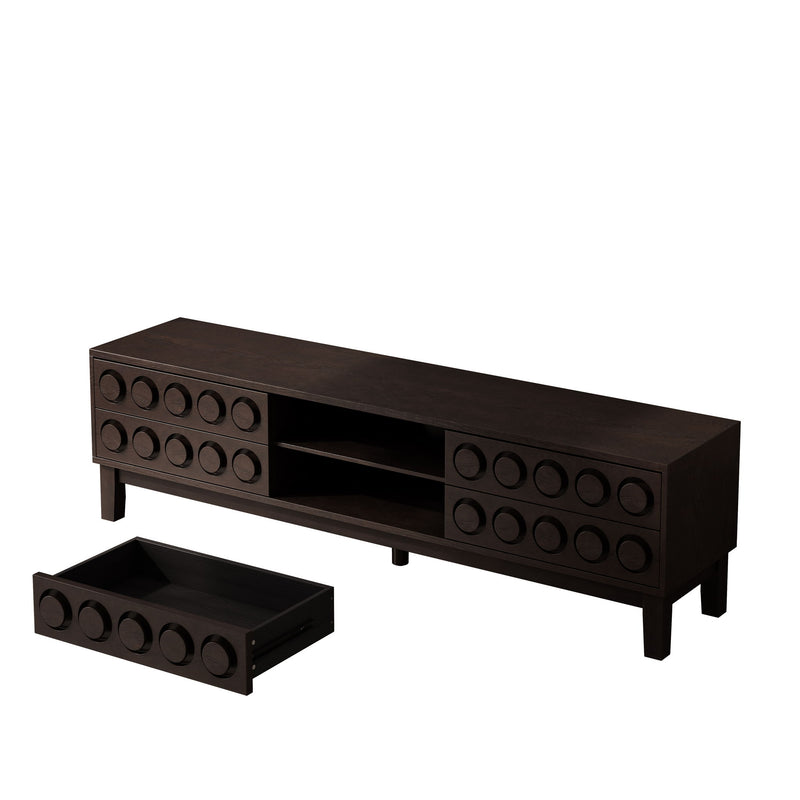 Media Console With 4 Drawers And Cable Management