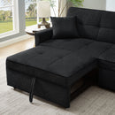 3 In 1 Convertible Sleeper Sofa Bed, Reclining Backrest, Pillows, Pockets