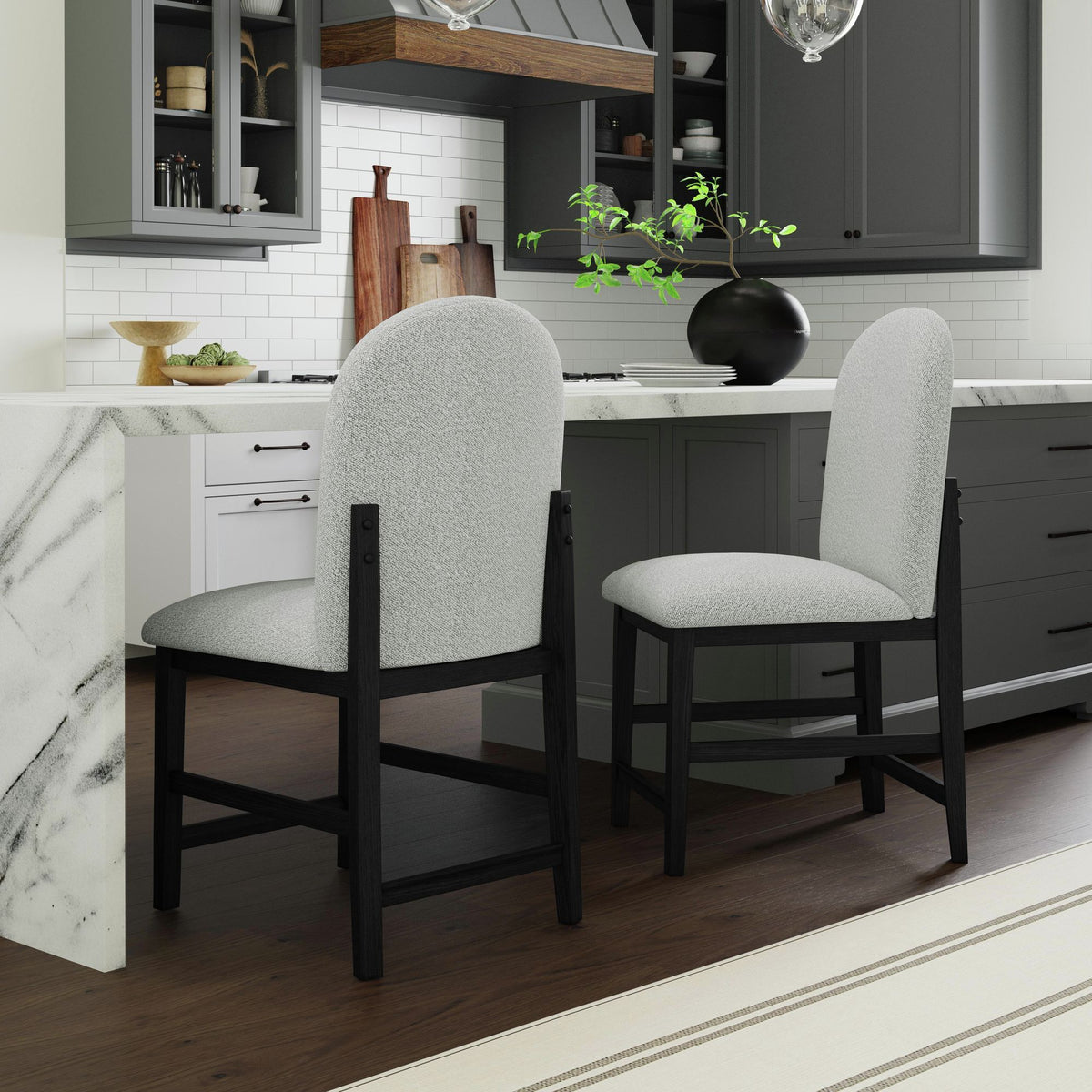 Portland Round Back Counter Stool (Set of 2) in Black / Gray by Elements International, view 3