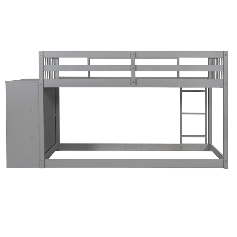 Twin Over Twin Bunk Bed With 4 Drawers And 3 Shelves