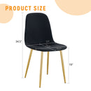 Luxury Simple Chair (Set of 4) Linen Cotton High Resilience Dining Chair With Metal en Legs - Black / Gold