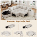 Sectional Sofa Convertible Pull-Out Sofa Bed With A Movable Storage Ottoman For Living Room