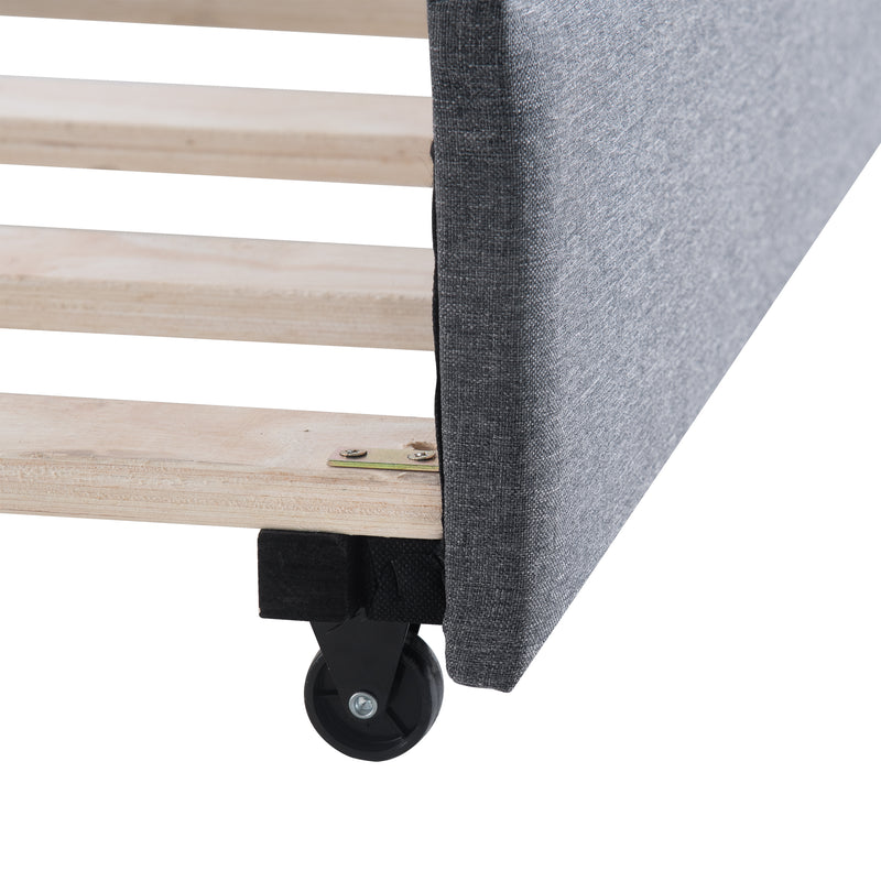 Full Size Vintage Upholstery Daybed with Trundle,Gray