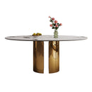 Steel Base Oval Sintered Stone Dining Table With 4 Chairs