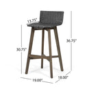 Equinox - Outdoor Barstool With Rattan Wicker Top And X Stretcher Frame (Set of 2)