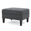Ottoman With Birch Wood Legs And Cushioned Top For Comfort