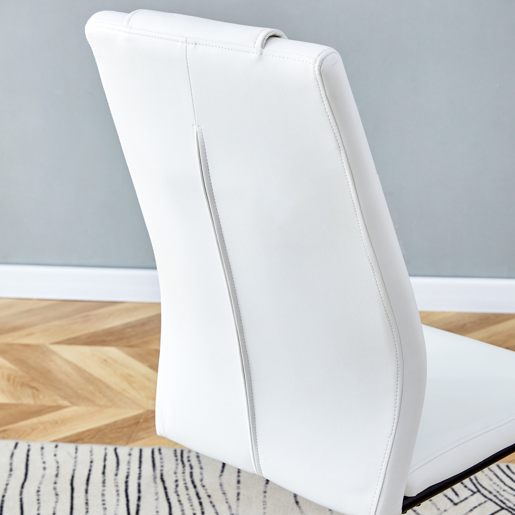 Modern dining chairs with faux leather upholstered seats - dining room chairs with metal legs, suitable for kitchen, living room, bedroom, dining room side chairs, set of 6 pieces (white+PU leather)