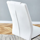 Modern dining chairs with faux leather upholstered seats - dining room chairs with metal legs, suitable for kitchen, living room, bedroom, dining room side chairs, set of 6 pieces (white+PU leather)