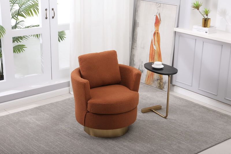 Barrel Chair, Swivel Accent Chairs Armchair For Living Room, Reading Chairs For Bedroom Comfy, Round Barrel Chairs With Gold Stainless Steel Base