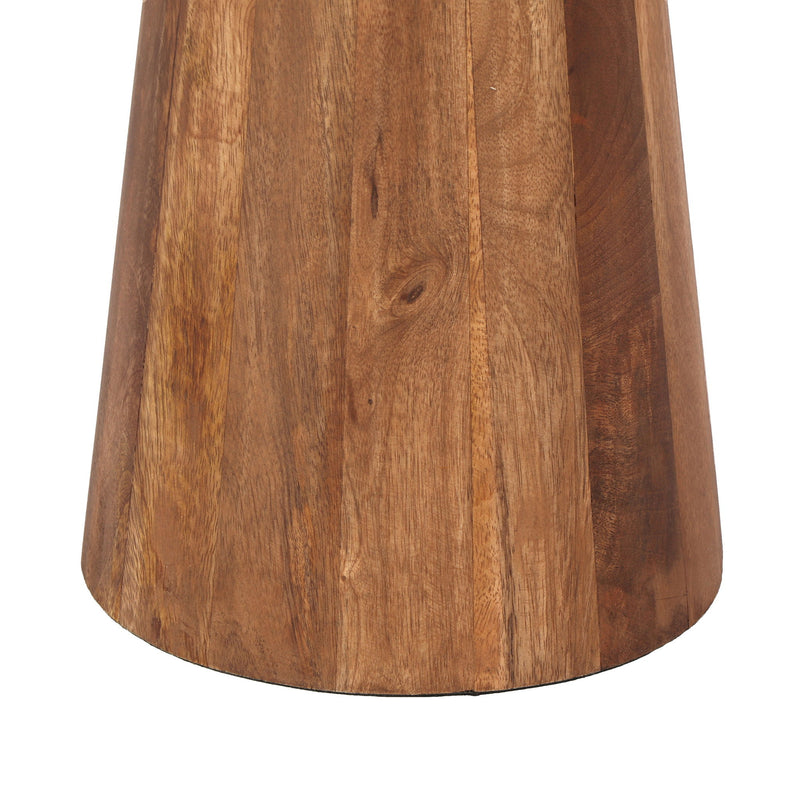 Modern Round End Table With Pedestal Base - Gold / Natural