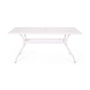 Celestine - Outdoor Cast Aluminum Dining Table With Floral Lattice Design And Umbrella Holder