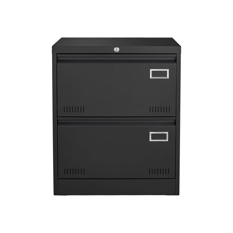 2 Drawer Metal Lateral File Cabinet With Lock, Office Vertical Files Cabinet For Home Office, Locking Metal File Cabinet - Black