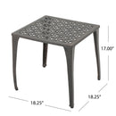 Lunaire - Outdoor Square Cast Aluminum Side Table With Lattice Top And Curved Legs - Bronze