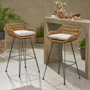Outdoor Rattan Bar Chair With Metal Legs