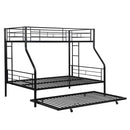 Twin Over Full Modern Metal Bunk Bed With Trundle - Black