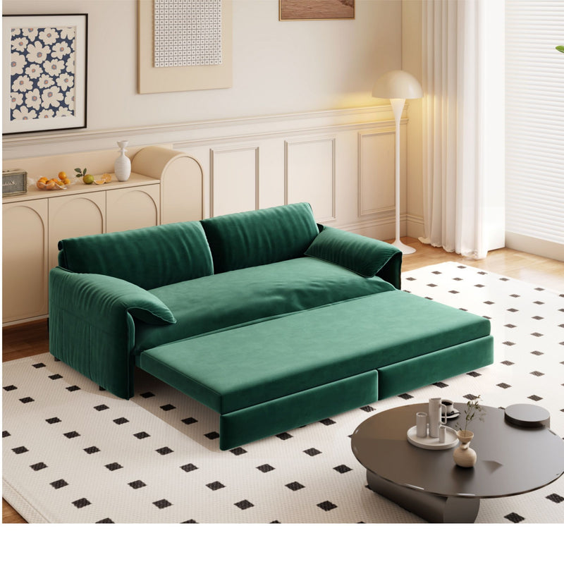 Pull Out 3 In 1 Convertible Sleeper Sofa With Side Storage, Multi Functional