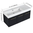 Contemporary 48" Wall Mounted Bathroom Vanity With Resin Sink And Soft Closing Doors And Line - Black Chestnut