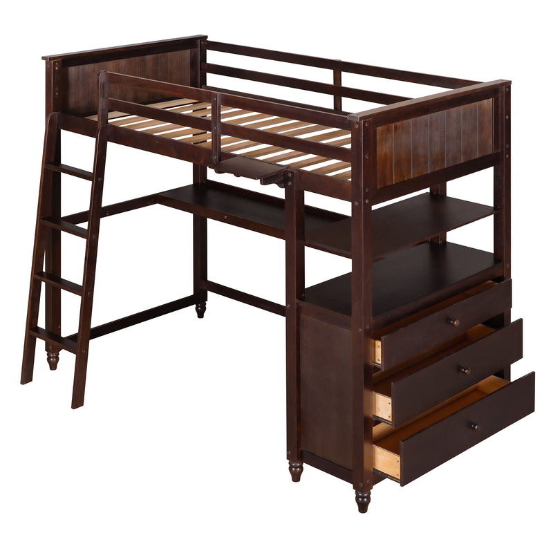 Loft Bed With Drawers With Desk And Shelves