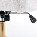 Office Chair, Artificial Rabbit Hair Home Office Chair With Golden Metal Base, Adjustable Desk Chair Swivel Office Chair, Vanity Chair