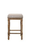 Farsiris - Counter Height Stool (Set of 2) - Beige Fabric & Weathered Oak