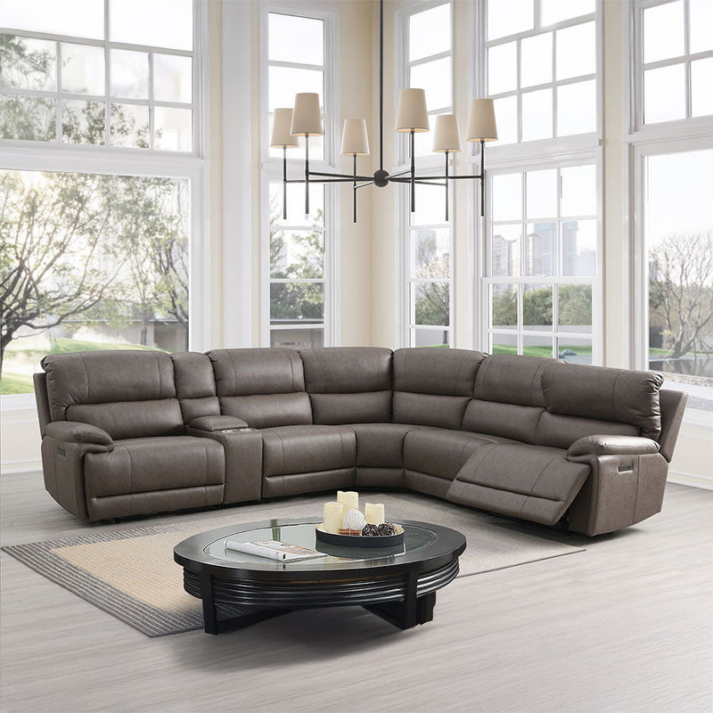 Kantu - Motion Sectional Sofa - Brown Synthetic Leather