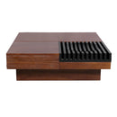 Italian Retro Inspired Acacia Wood Storage Coffee Table - Brown / Black