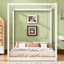 Wood Canopy Platform Bed With Support Legs And Airflow Slats