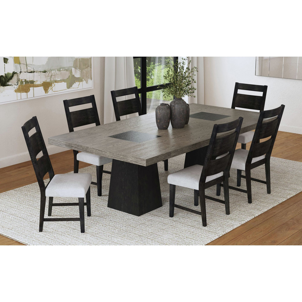 Jemma Wood Back Dining Side Chair (Set of 2) in Dark Espresso / Beige Linen by Elements International, view 4