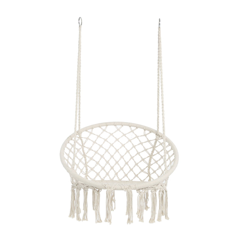 Macrame Hanging Hammock Chair, Cotton Rope Swing For Indoor And Outdoor Use