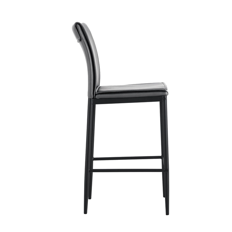 Leather Barstool Dining Counter Height Chair (Set of 2) - Gray