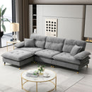 L Shaped Convertible Sectional Sofa 4 Seat Tufted Couch Set With Two Tone Adjust Legs Cloud Movable Ottoman