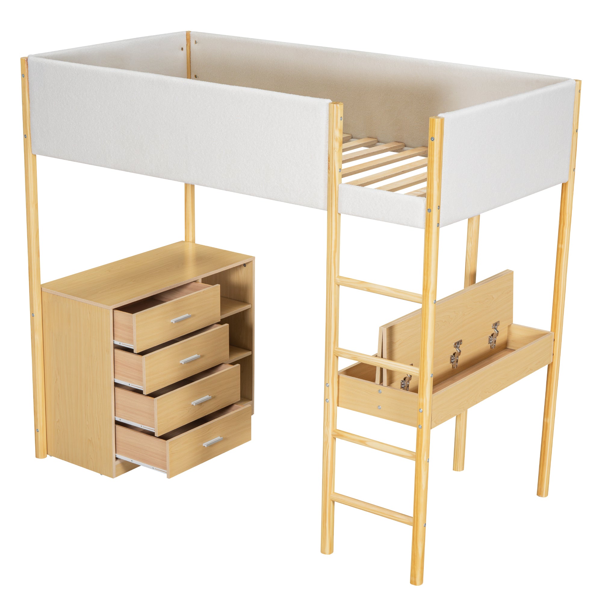 Twin Size Teddy FleeceLoft Bed Wood Bed, Natural - Atlantic Fine Furniture Melbourne FL