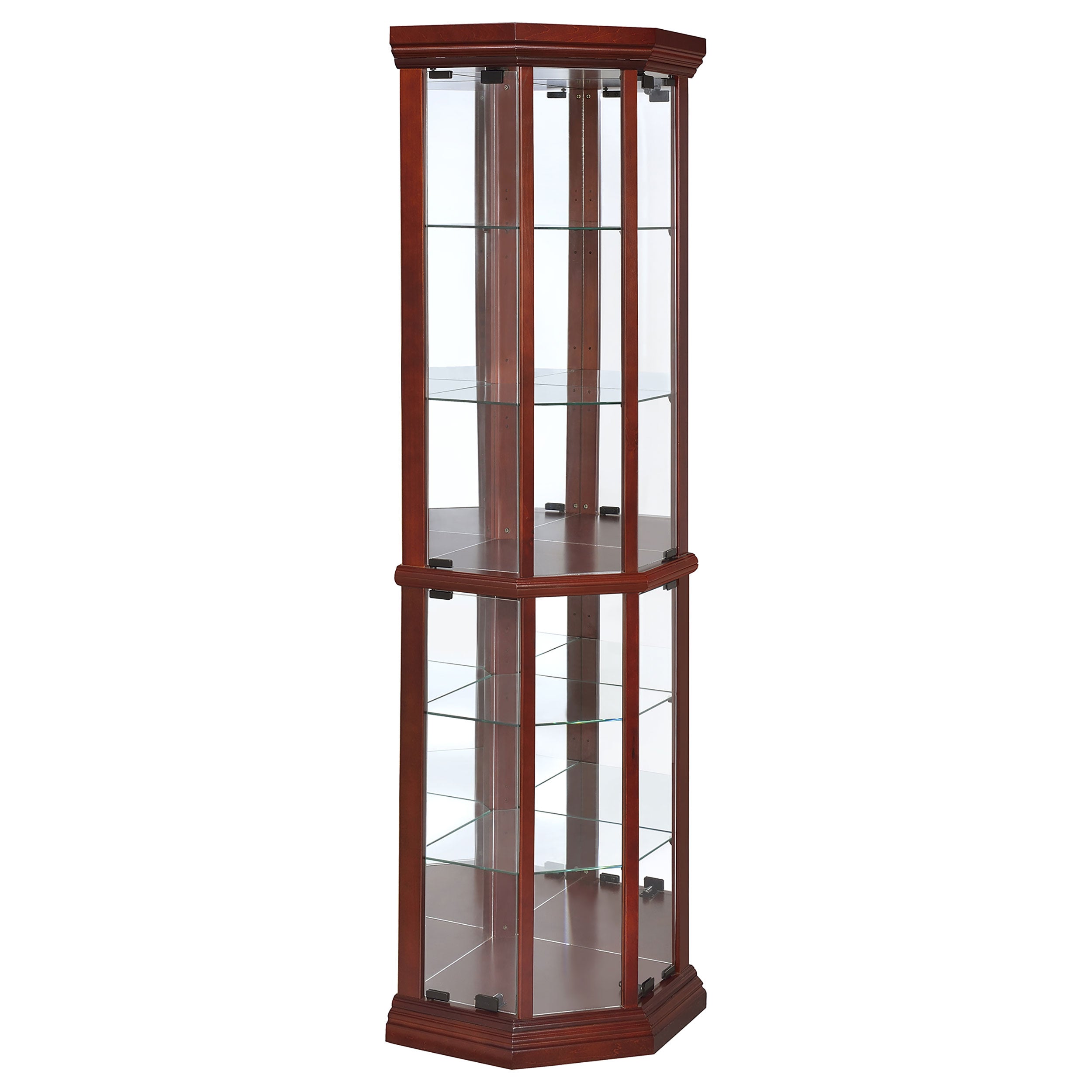 Appledale 6-shelf Corner Curio Display Cabinet Medium Brown — view 1
