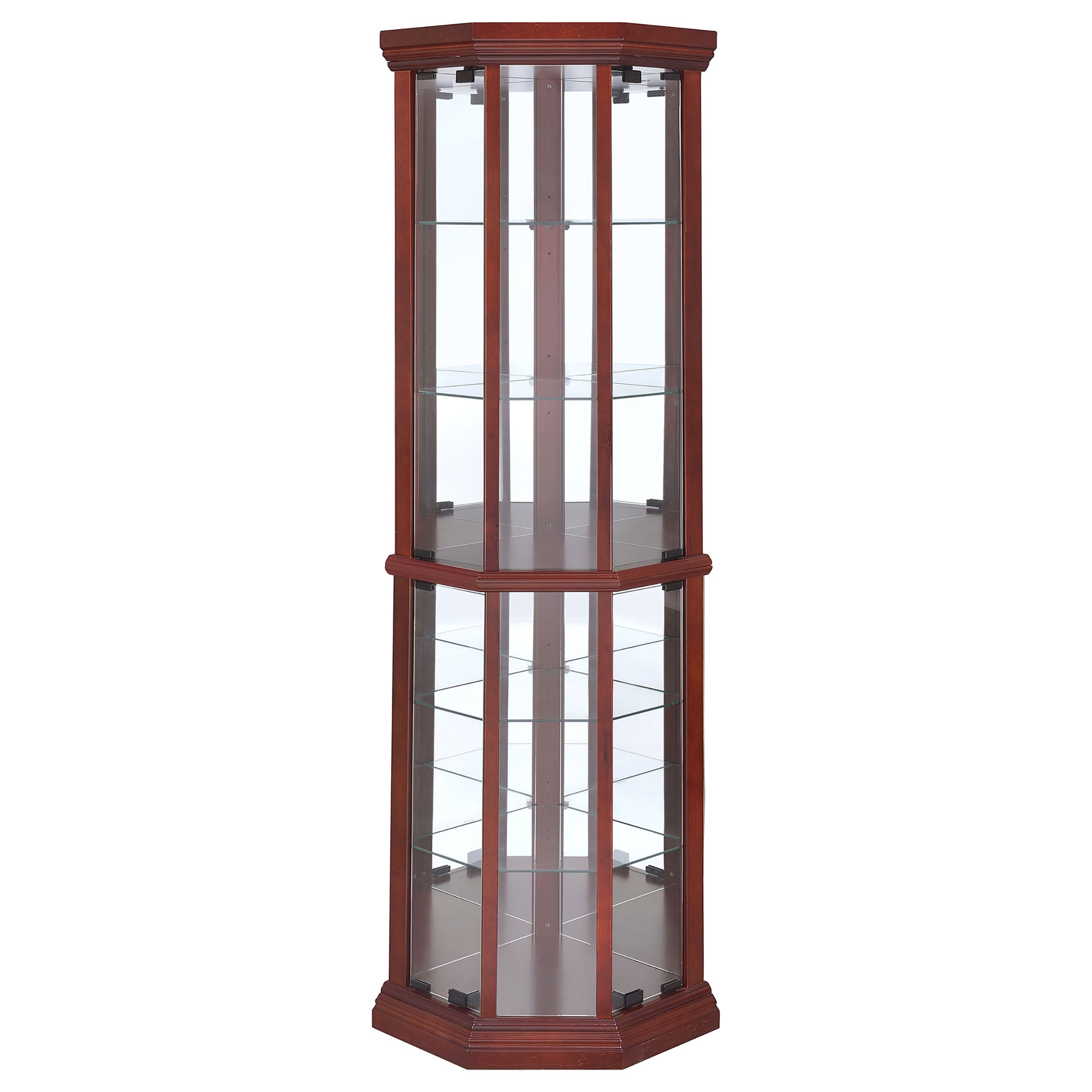 Appledale 6-shelf Corner Curio Display Cabinet Medium Brown — view 3