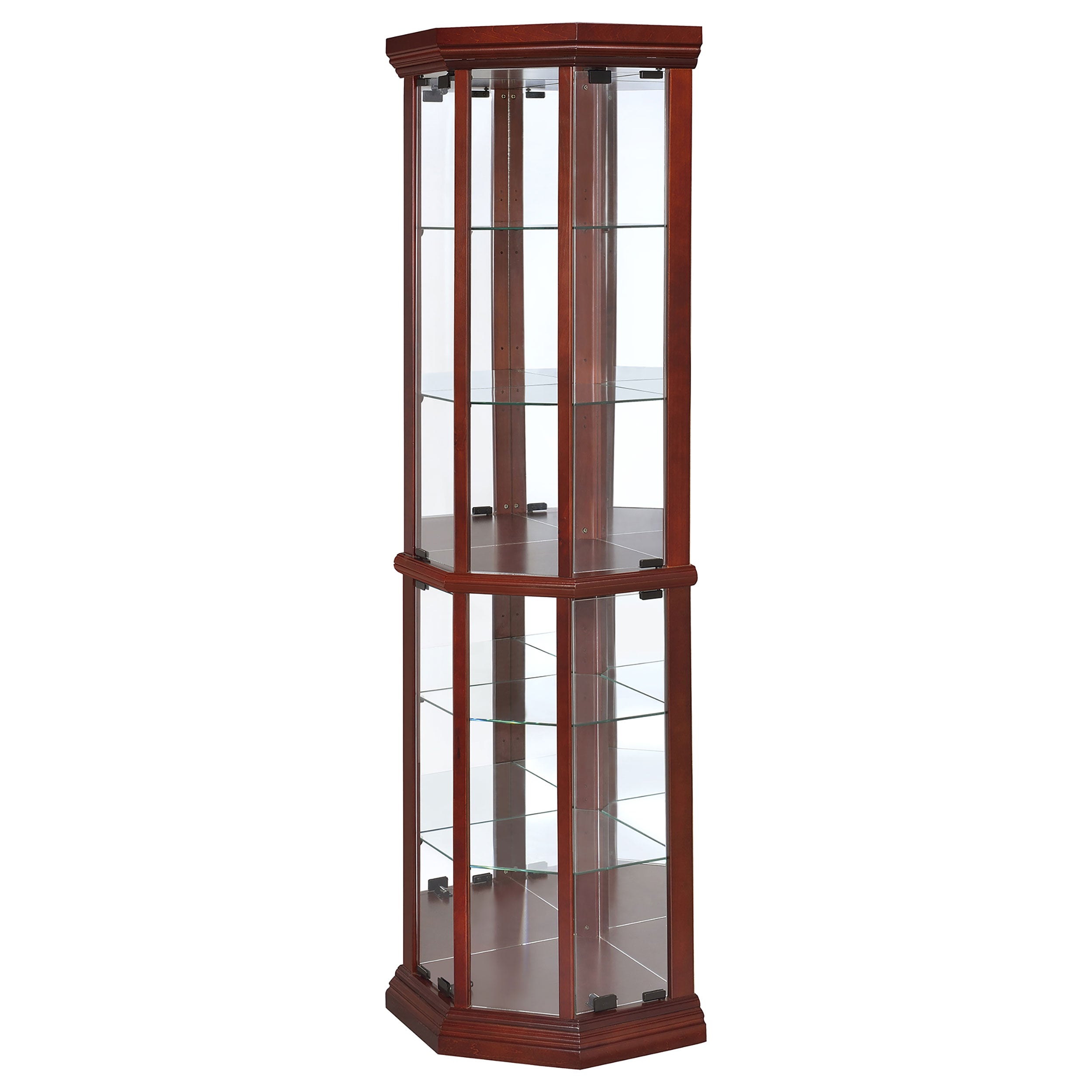 Appledale 6-shelf Corner Curio Display Cabinet Medium Brown — view 4