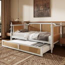 Traditional Style Rattan Daybed, No Box Spring Needed