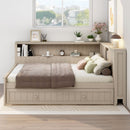 Full Size Daybed With Storage Shelves And Trundle - Ancient White