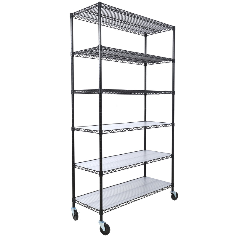 6 Tier 6000Lbs Capacity Nsf Metal Shelf Wire Shelving Unit, Heavy Duty Adjustable Storage Rack With Wheels & Shelf Liners For Commercial Grade Utility Steel Storage Rack